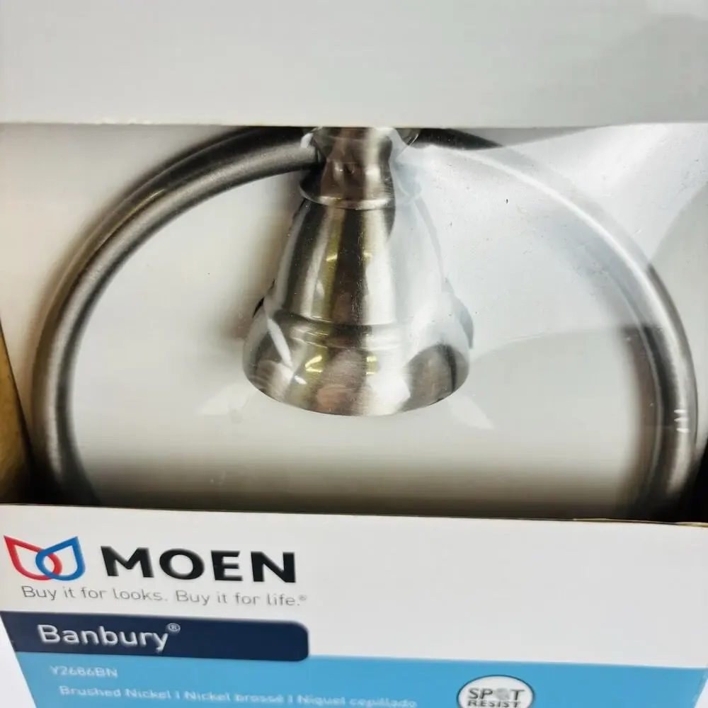 MOEN Banbury Towel Ring in Spot Resist Brushed Nickel Y2686BN. New. Sealed!